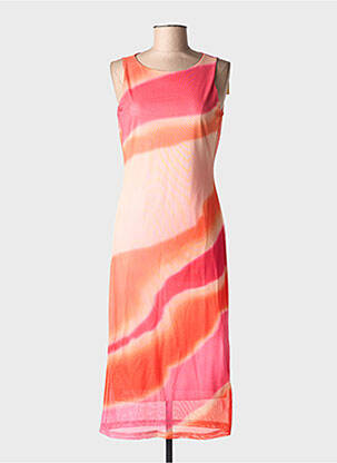 Robe mi-longue imprimé fantaisie sans manche rose AGNESE STUDIOS femme