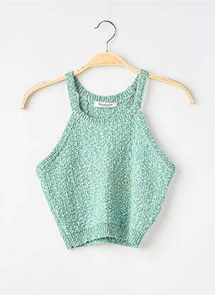 Top coupe cintrée sans manche vert REMEMBER femme