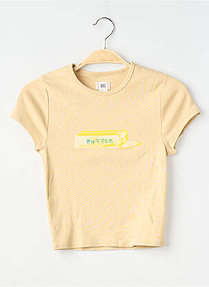 T-shirt sérigraphie floquée manches courtes beige BDG femme