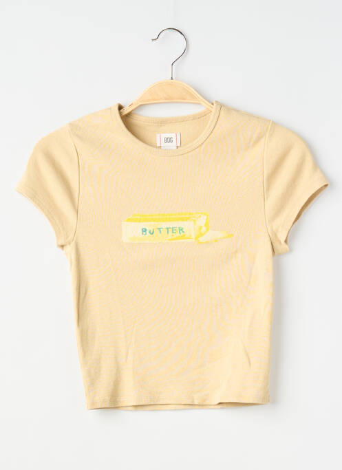 T-shirt sérigraphie floquée manches courtes beige BDG femme