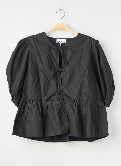 Blouse col rond manches 3/4 noir GANNI femme