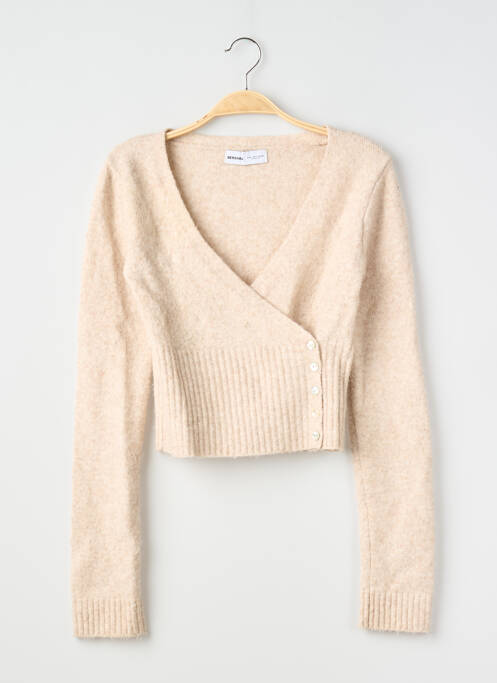 Gilet manches longues stretch beige BERSHKA femme