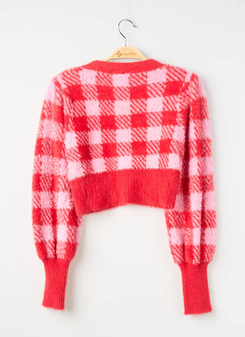 Gilet manches longues maille maille poilu rouge BERSHKA femme