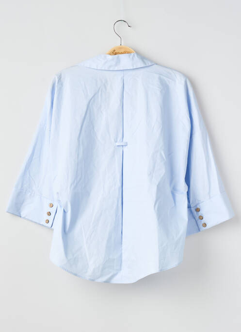 Chemisier tissage popeline manches 3/4 bleu ZARA femme