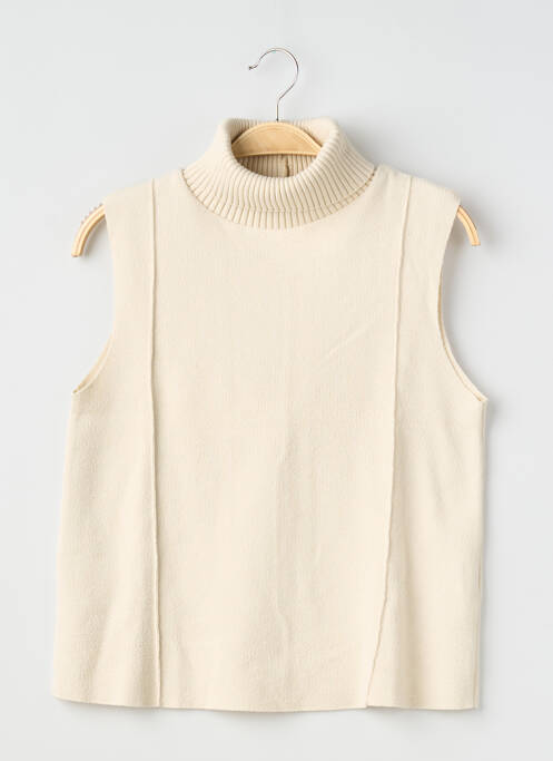 Pull col roulé stretch sans manche beige ZARA femme
