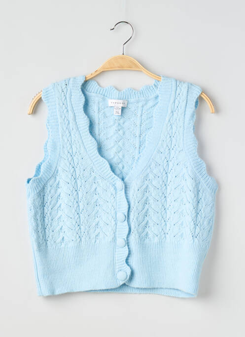 Gilet sans manche maille tricot bleu TOP SHOP femme