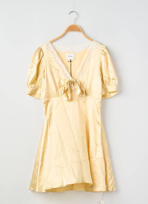 Robe courte manches courtes manches courtes jaune REFORMATION femme