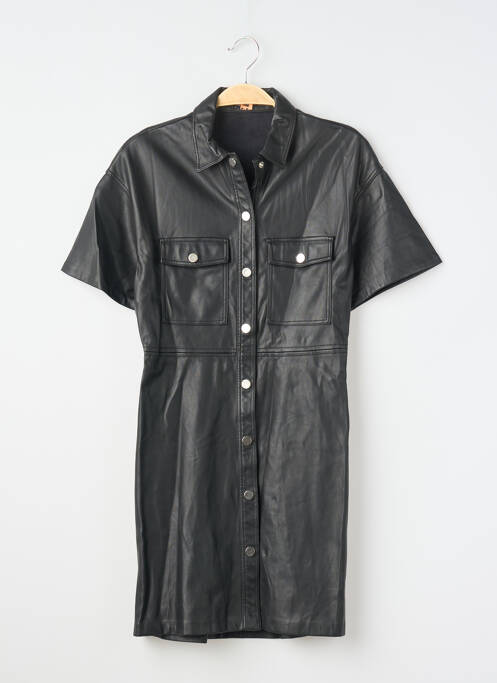 Robe courte manches courtes manches courtes noir BERSHKA femme