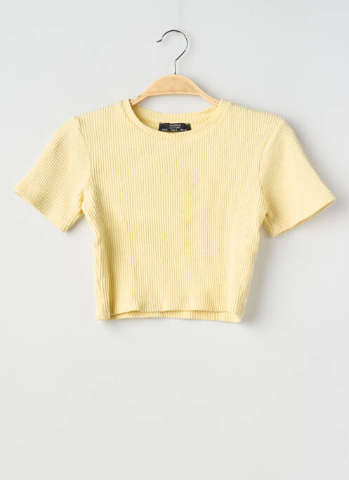 Top stretch manches courtes jaune BERSHKA femme