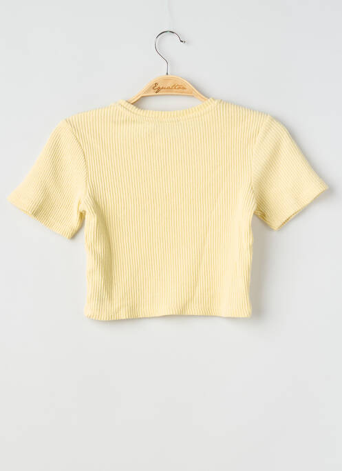 Top stretch manches courtes jaune BERSHKA femme