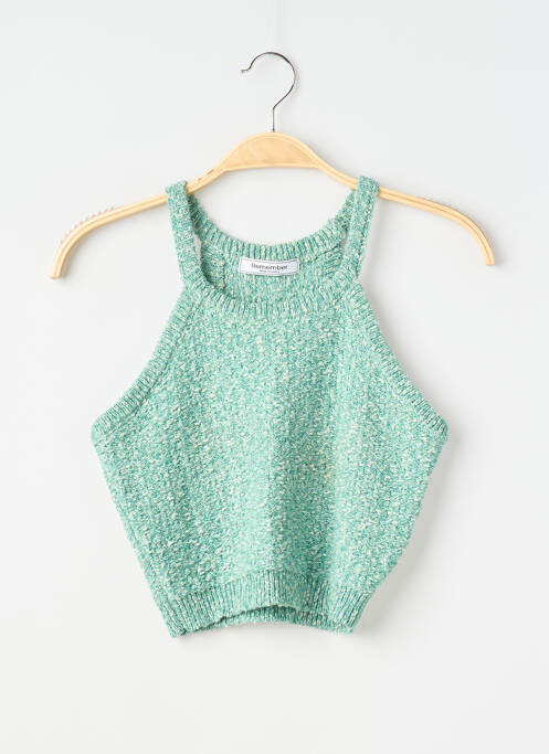 Top coupe cintrée sans manche vert REMEMBER femme