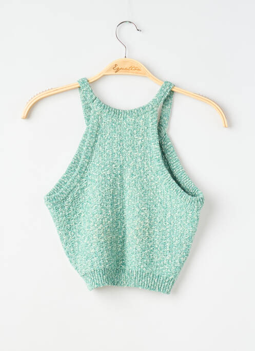 Top coupe cintrée sans manche vert REMEMBER femme