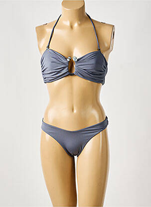 Maillot de bain 2 pièces haut bandeau haut bandeau gris THEIKILA femme