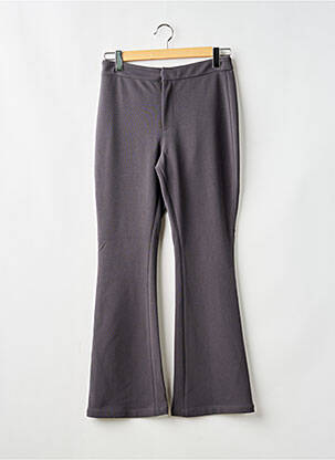 Pantalon flare fermeture zippée sous rabat avec crochet taille haute gris MESHKI femme