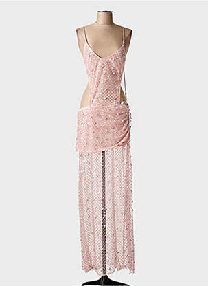 Robe longue manches dos nu fines bretelles rose JADED LONDON femme
