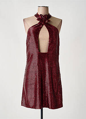 Robe courte fermeture zippée au dos fines bretelles rouge MESHKI femme