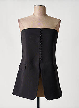 Top col carré sans manche noir BOA femme