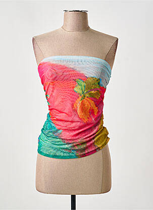 Top col carré sans manche rose DESIGUAL femme