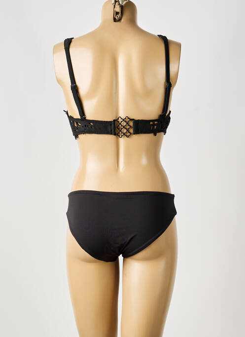 Maillot de bain 2 pièces bretelles élastiquées ajustables haut soutien-gorge balconnet noir THEIKILA femme