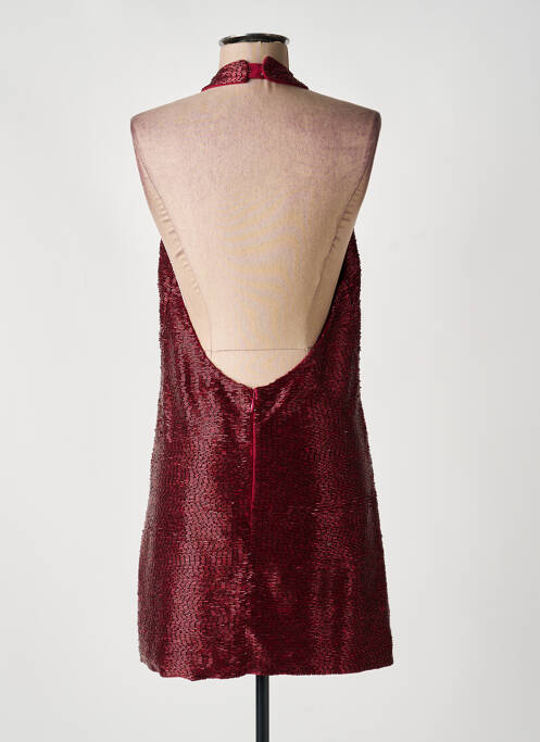 Robe courte fermeture zippée au dos fines bretelles rouge MESHKI femme