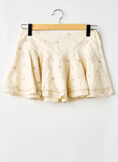 Mini-jupe fermeture zip latéral beige ZARA femme