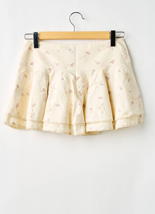 Mini-jupe fermeture zip latéral beige ZARA femme