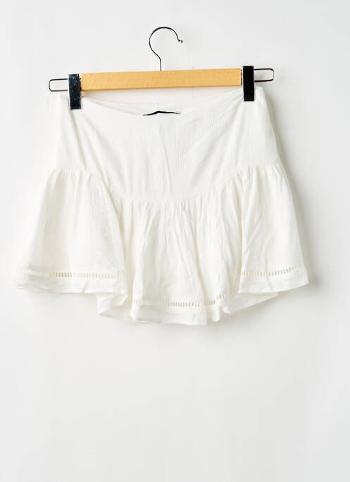 Mini-jupe fermeture zip latéral blanc BERSHKA femme
