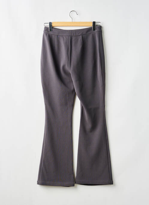 Pantalon flare fermeture zippée sous rabat avec crochet taille haute gris MESHKI femme