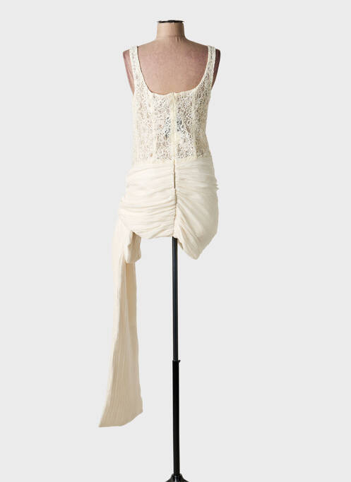 Robe courte fermeture zippée au dos fines bretelles beige INNOVARE DENIM femme