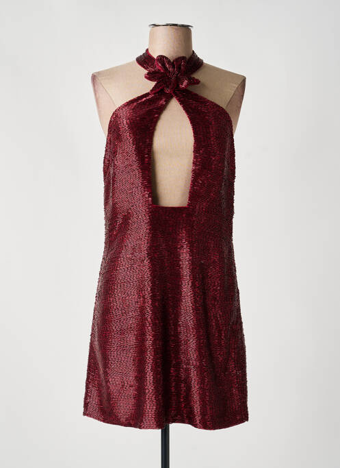 Robe courte fermeture zippée au dos fines bretelles rouge MESHKI femme