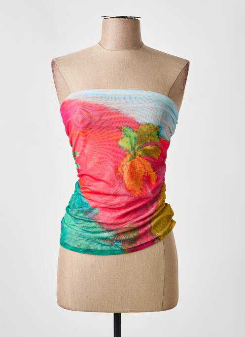 Top col carré sans manche rose DESIGUAL femme