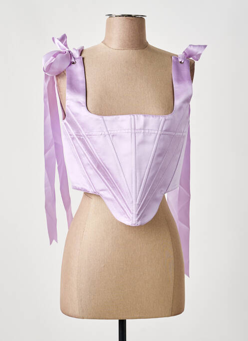 Top col carré fines bretelles violet ATASAN femme