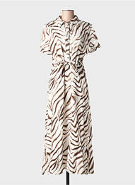 Robe longue manches courtes manches courtes beige STREET ONE femme
