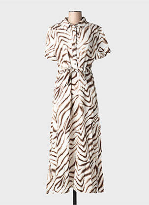 Robe longue manches courtes manches courtes beige STREET ONE femme