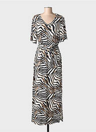 Robe longue manches courtes manches courtes beige GEISHA femme
