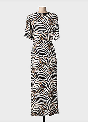 Robe longue manches courtes manches courtes beige GEISHA femme