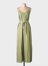 Robe longue manches bretelles ajustables fines bretelles vert CREAM femme