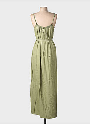 Robe longue manches bretelles ajustables fines bretelles vert CREAM femme