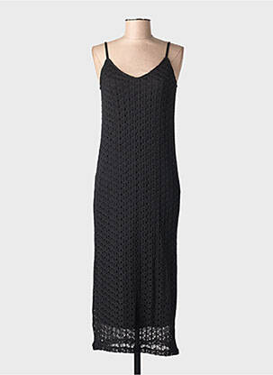 Robe mi-longue col v fines bretelles noir STREET ONE femme