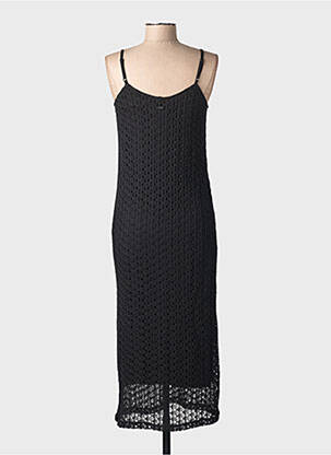 Robe mi-longue col v fines bretelles noir STREET ONE femme