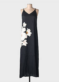 Robe longue manches bretelles ajustables fines bretelles noir CREAM femme