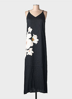 Robe longue manches bretelles ajustables fines bretelles noir CREAM femme