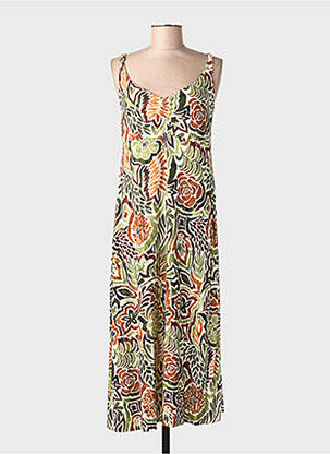 Robe longue imprimé fantaisie fines bretelles vert GEISHA femme