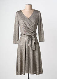Robe mi-longue imprimé fantaisie manches longues beige LONKEL femme