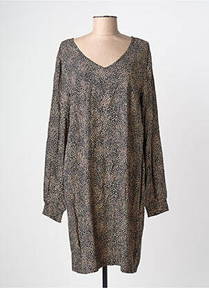 Robe mi-longue coupe fluide manches longues noir CREAM femme