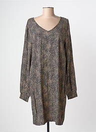 Robe mi-longue coupe fluide manches longues noir CREAM femme