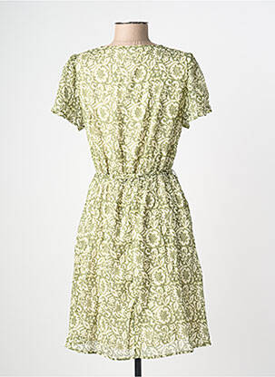 Robe mi-longue imprimé fleurs manches courtes vert C'EST BEAU LA VIE femme