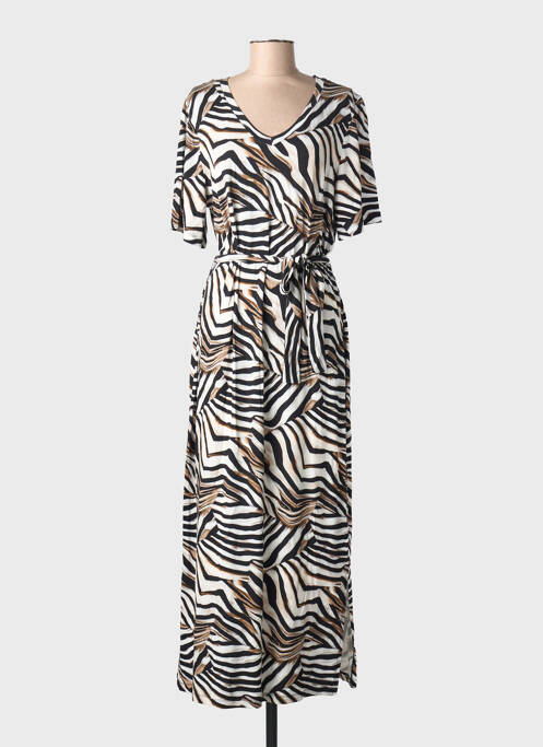 Robe longue manches courtes manches courtes beige GEISHA femme