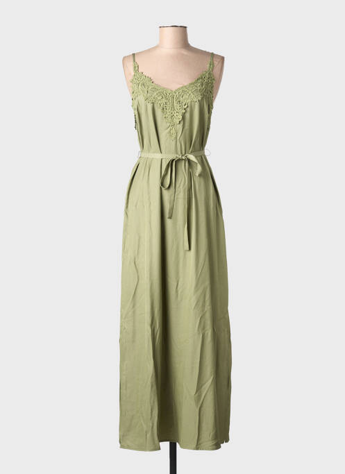 Robe longue manches bretelles ajustables fines bretelles vert CREAM femme