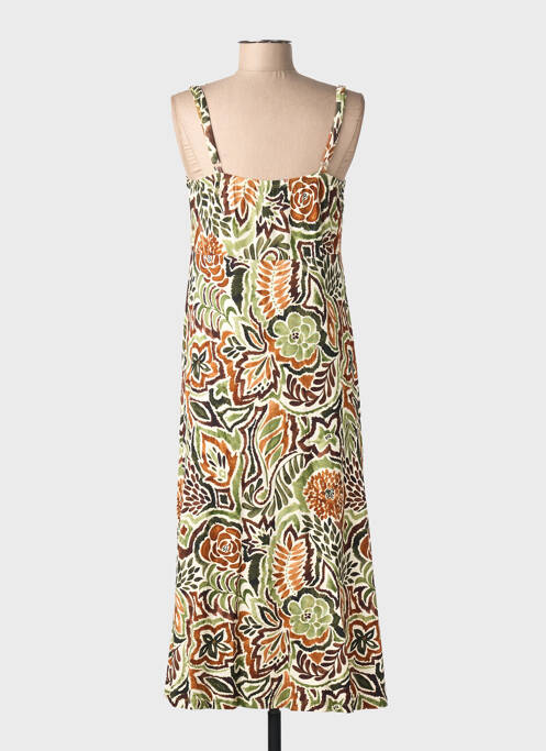 Robe longue imprimé fantaisie fines bretelles vert GEISHA femme